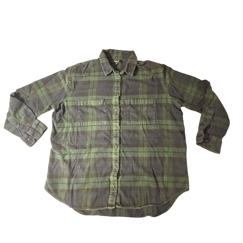 Madewell 1937 Green Plaid Flannel Shirt Size M